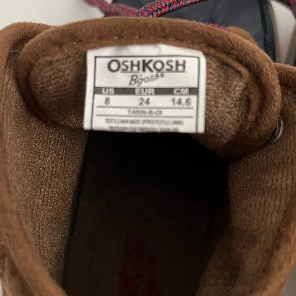 OshKosh B’gosh Kids Quilted Winter Boots Brown & Navy – Size 8
